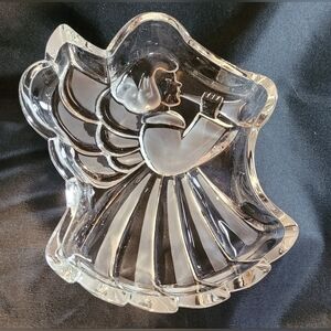Mikasa Heavenly Song Angel Crystal Glass Serving Dish Christmas Holiday Heavy